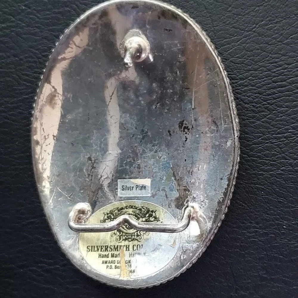 Silversmith Co Silver Plate Initial J Belt Buckle Western Floral Rope Edge 4in